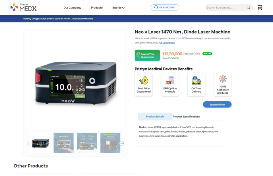 Product detail page